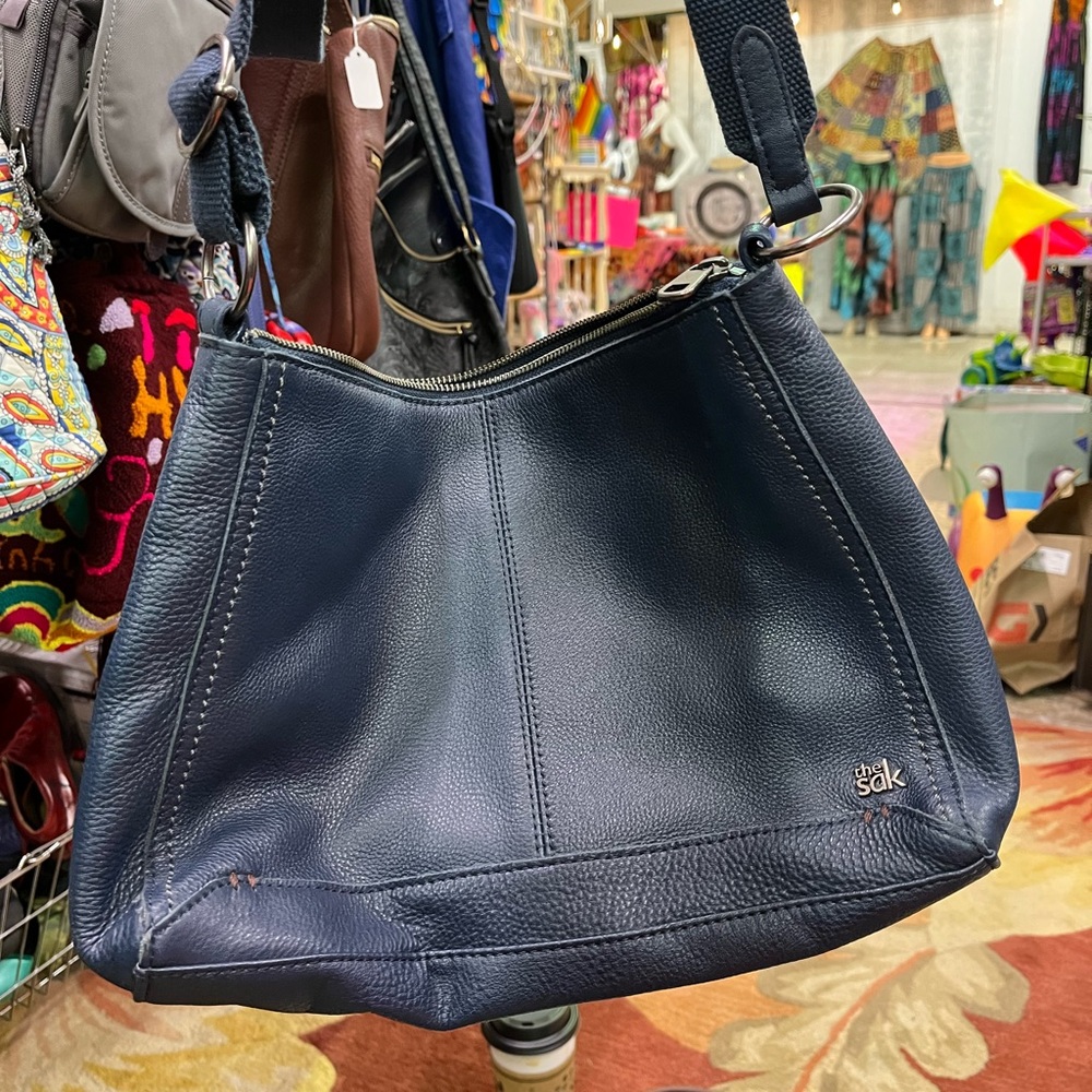 The Sak Navy Leather Shoulder Bag